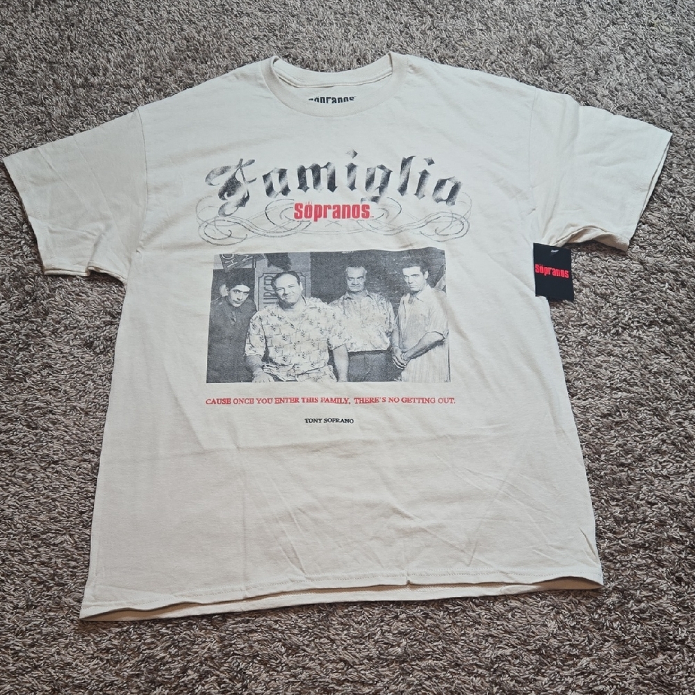 The Sopranos HBO Original Famiglia Large Graphic Tee Shirt Top Tony Soprano